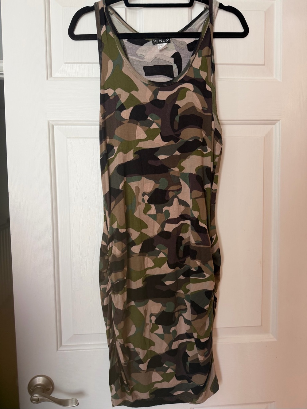 VENUS Green Camouflage Midi Tank Dress